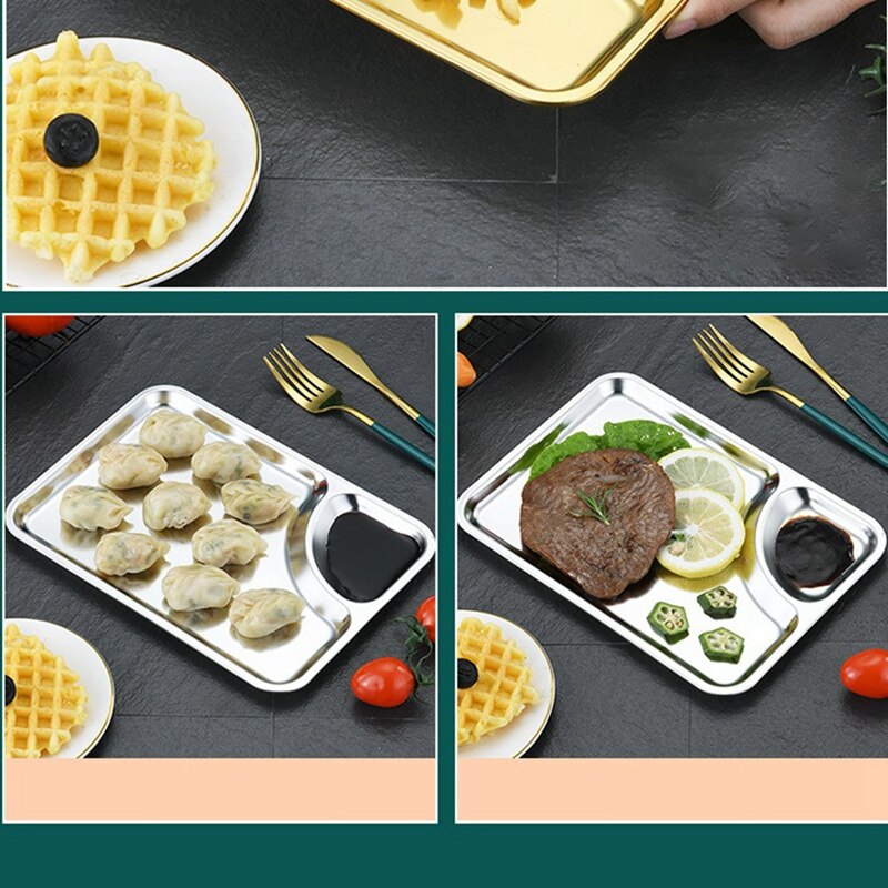 Stainless Steel Plate Rectangular Tray Practical Flat-Bottom Tray Rectangular Tray Restaurant Flat Bottom Plate