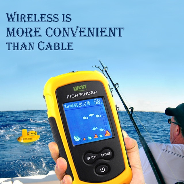 Lucky fishfinder ekkolod til fiskeri ekkolod ekkolod sensor lcd 120m ekkolod trådløs ekkolod isfiskeri