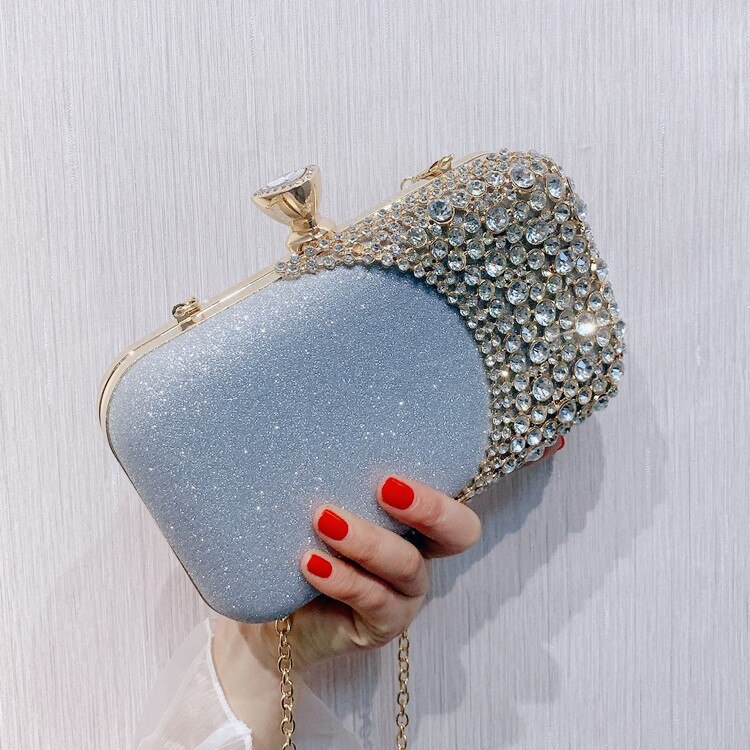 Dames kristal strass avond clutch tas bruidsbloem bruiloft feesttas beste: Zilver