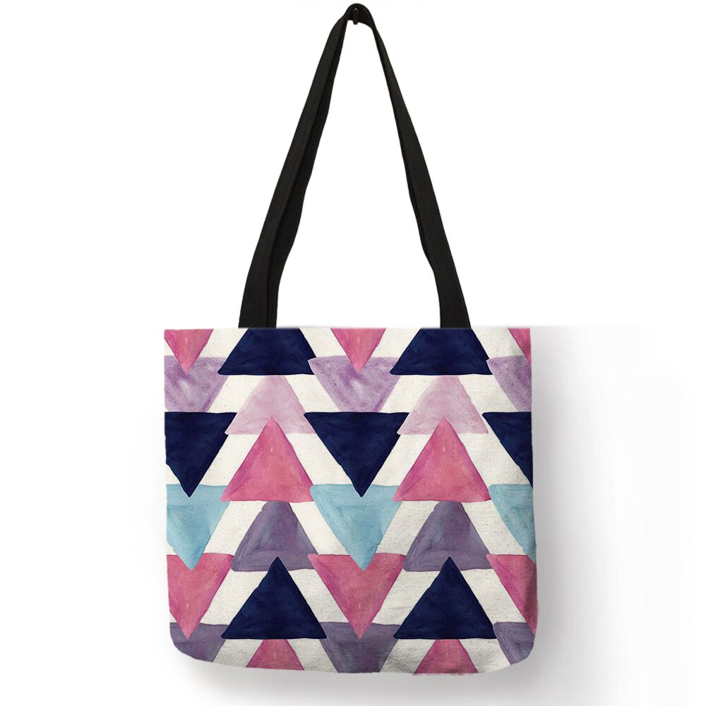 Tote Bag pieghevoli in lino Eco motivo geometrico Dot stampa foglia fresca per borse per la spesa femminili borsa di stoccaggio di grande capacità Bolsa: 004