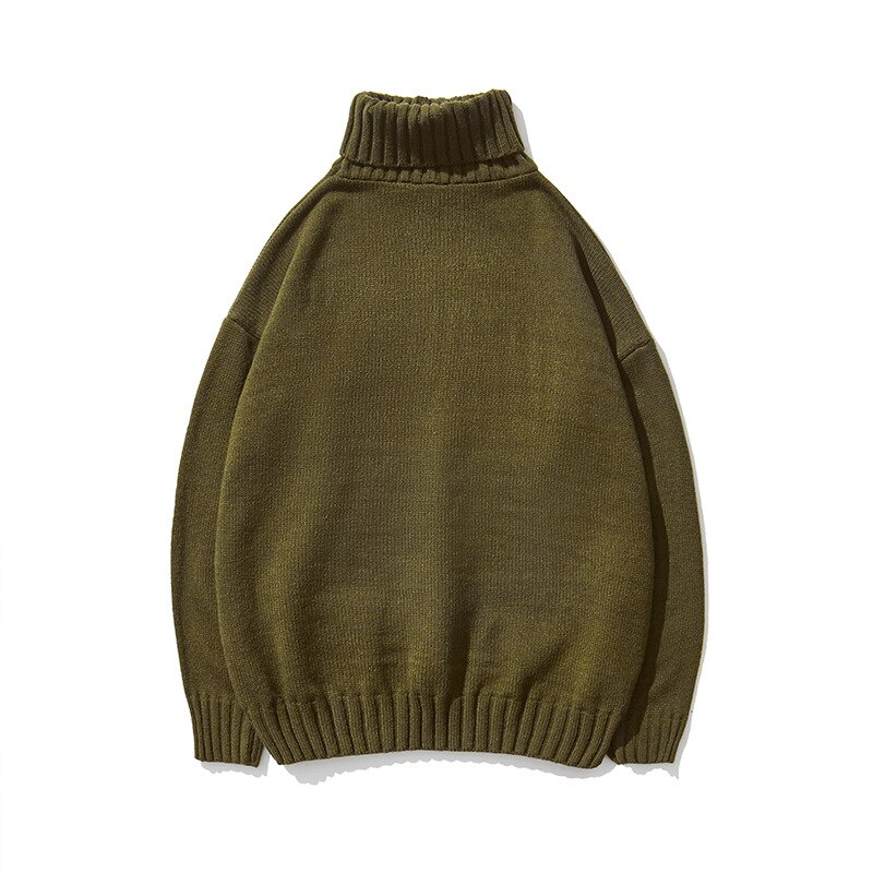 Mannelijke Gebreide Coltrui Hoge Kraag Jongens Trui Oversized Trui Winter Groen Wollen Trui Vintage Mannen Casual Losse Truien: Dark Brown / M