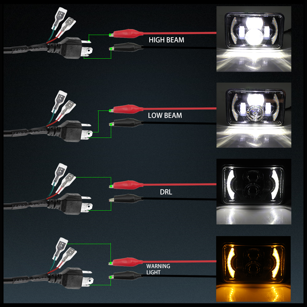 HAOLIDE 4x6 Zoll Platz LED Auto Scheinwerfer Abblendlicht Bernstein Blinker DRL 6500K Fahr Licht für Licht SUV Auto 12V 24V