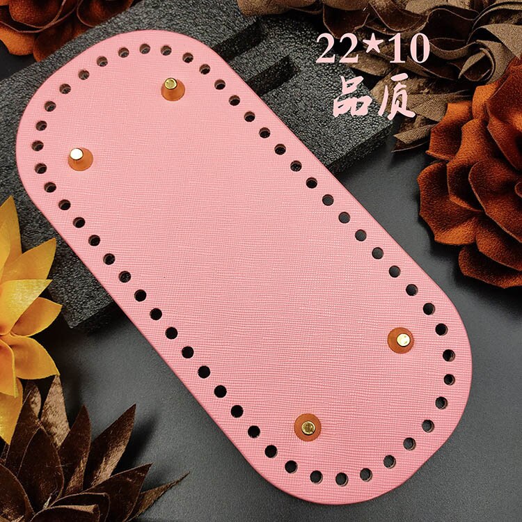Owalne długie dno do torby z dzianiny PU skórzane akcesoria do toreb ręcznie dno z 52 otworami DIY torba szydełkowa dno 22x10cm: 11