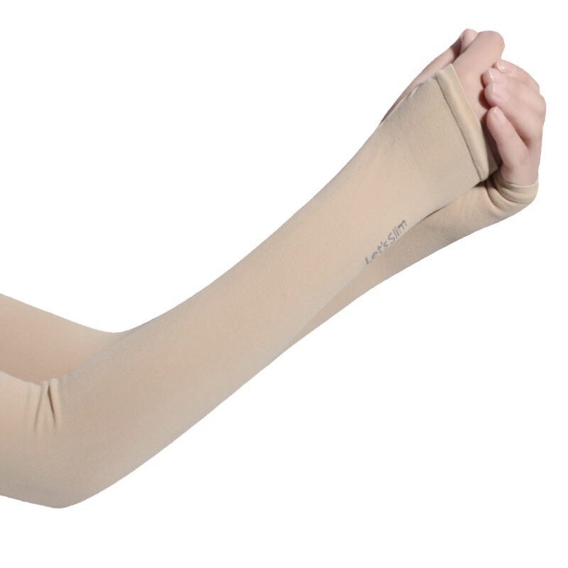 Guantes largos Protector de mano mangas de brazo mangas de seda de hielo Protector solar al aire libre protección para brazos UV calentador media mangas para dedos: Skin color