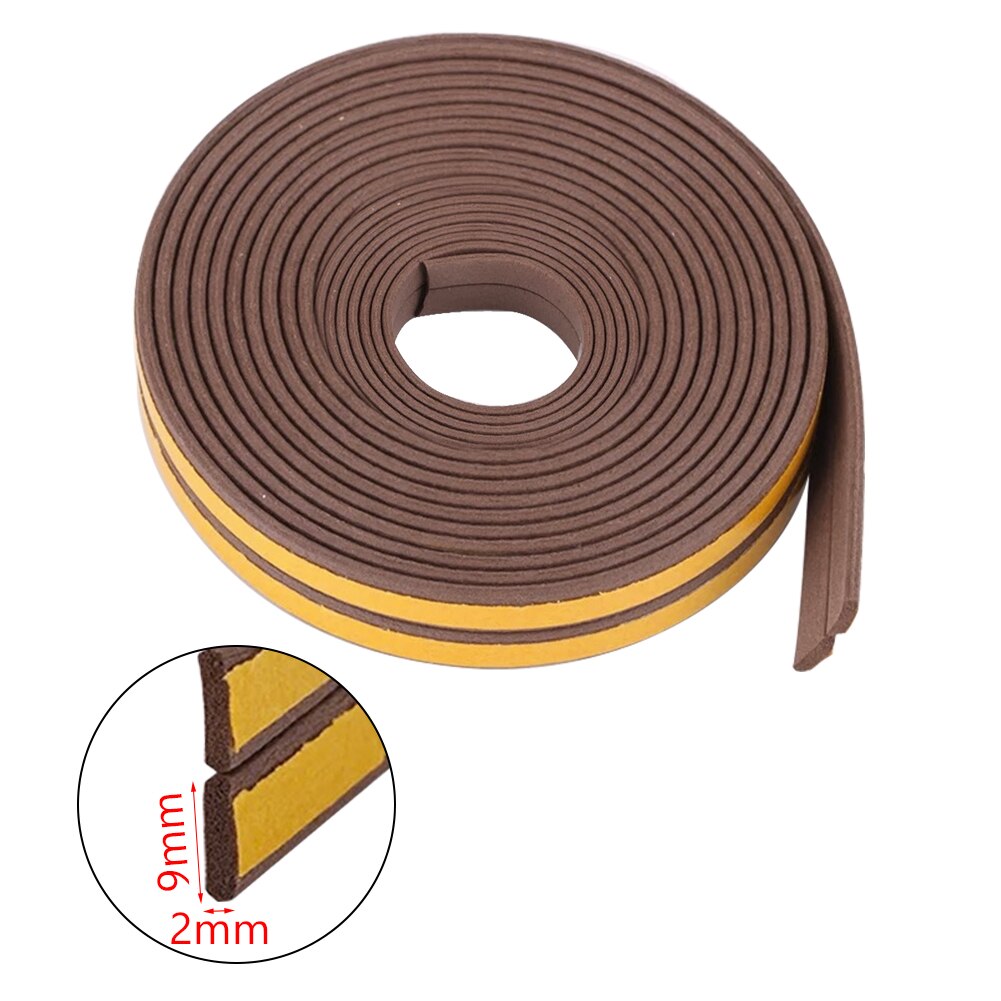 Sound Insulation Strip Foam Sticky Self-adhesive Sealing Anti-Collision Rubber Seal Draught Excluder Tape Door Window: Brown I
