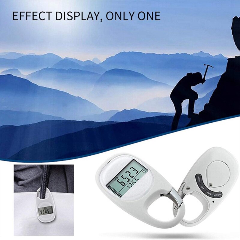 3D Induction Pedometer Electronic Pedometer With Carabiner Multi-Function Record Distance Tool For Walking And Running