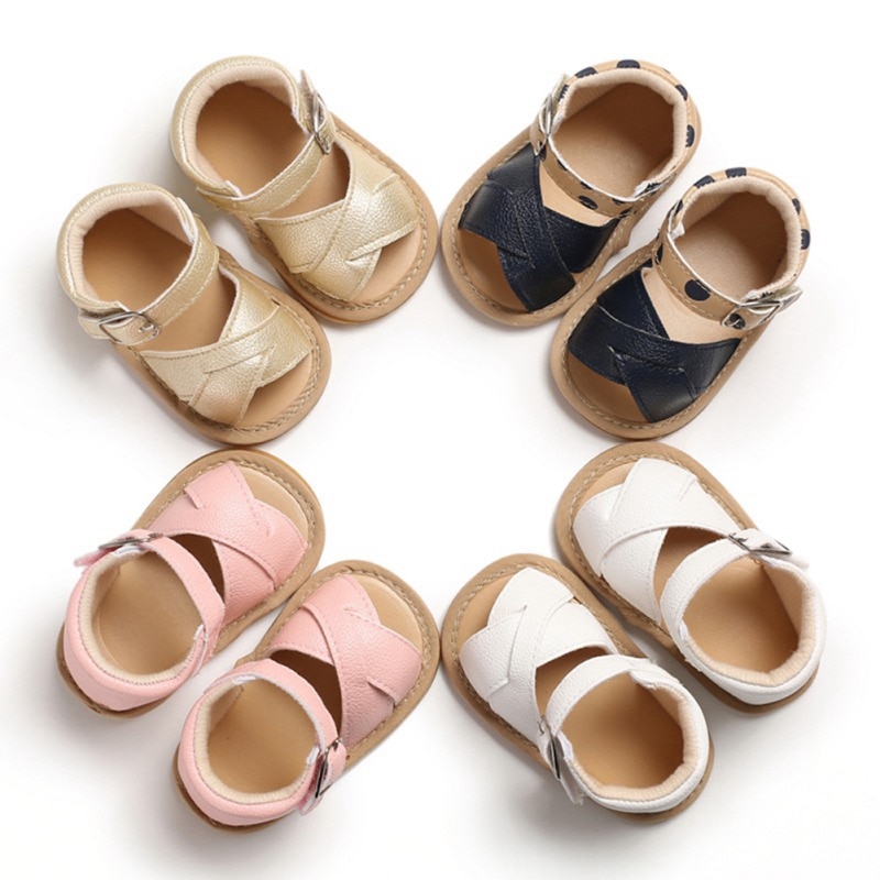 Baby Girls Sandals Summer Hollow Breathable Infant Sandals Anti-Slip PU Baby Shoes Toddler Soft Soled Shoes