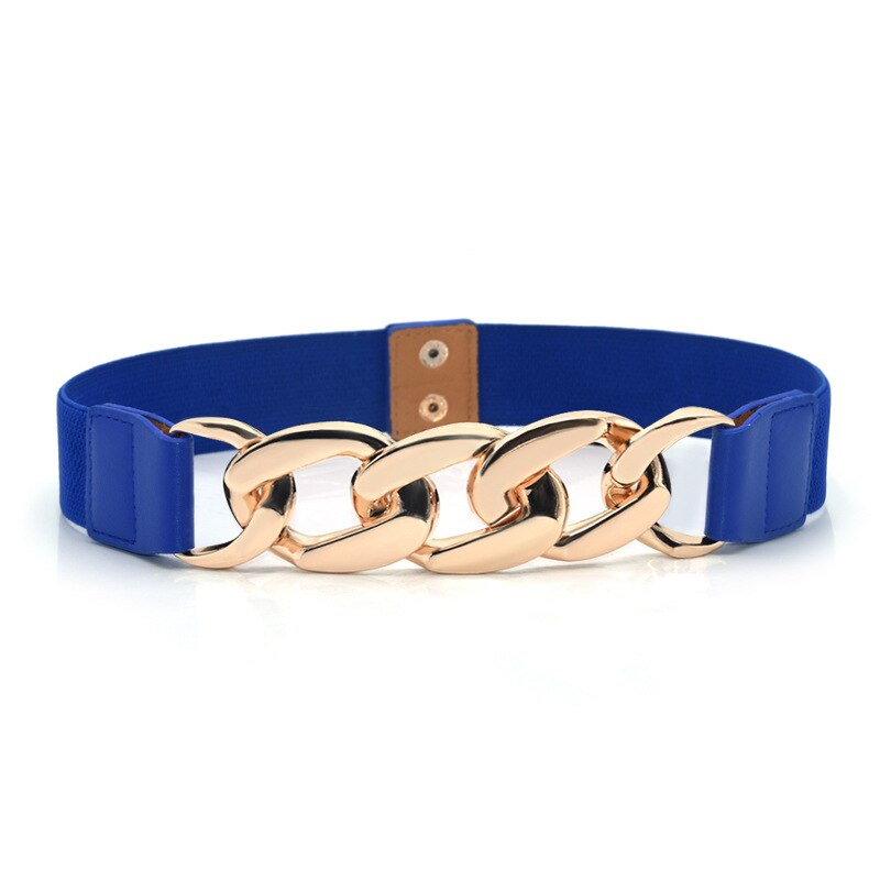 Gouden Ketting Riem Elastische Zilveren Metalen Riem Voor Vrouwen Stretch Cumberbanden Dames Jas Tailleband Elasticiteit 68Cm: blue