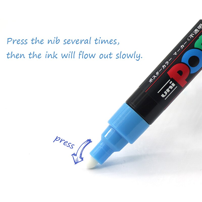 Uni posca tuschpenna pc -1m st -3m st -5m uppsättning pop affisch reklam penna måla penna komisk målning rund huvud vatten konst markör