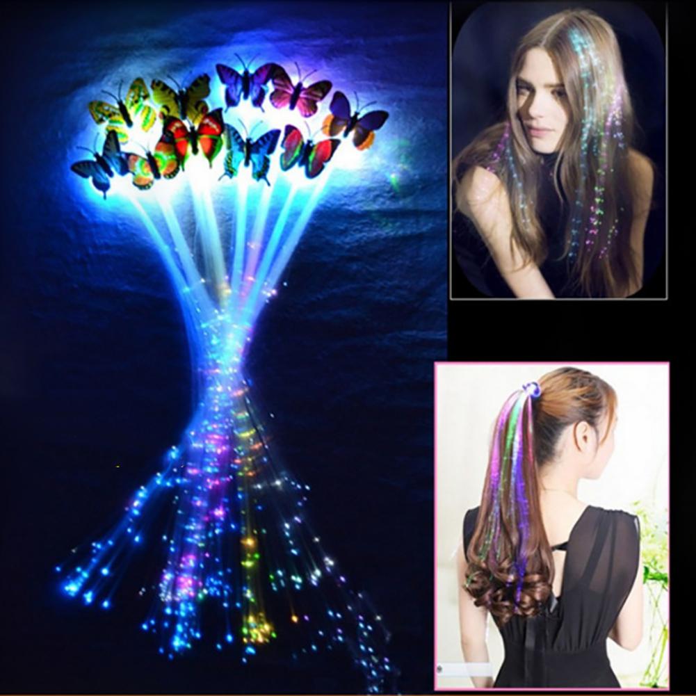 LED Haar flechten Blinkende LED Licht hoch Schmetterling Haar Clip flechten Optische Faser Haarnadel Party Dekor Für Leuchtende LED Party liefert