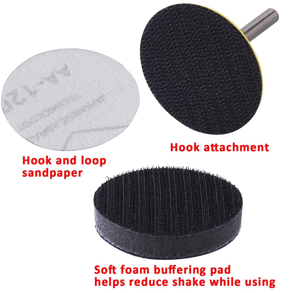 203pcs Set 2" Sandpaper Sanding Discs Hook Loop Sanding Paper Buffing Sheet 240/320/400/600/800/3000 Grit Sander Polishing Pads