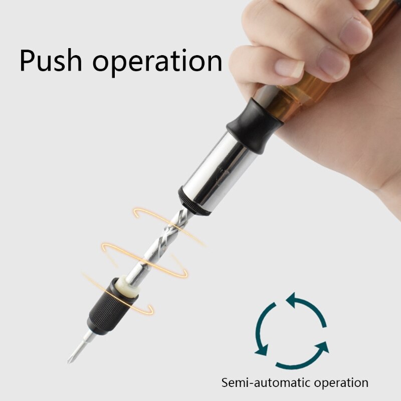 Push Pull Ratchet Screwdriver with 5 Screwdriver Heads Spiral Ratchet Screwdriver Multi Screwdriver Ratcheting Durable