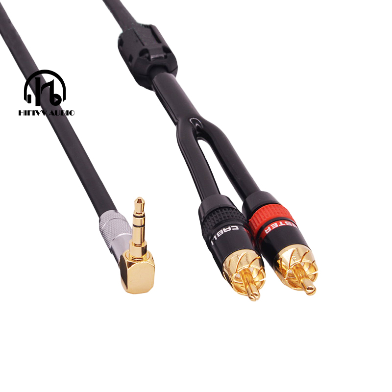 HiFi cable audio RCA cable Audio signal wire plug 3.5mm aux plug convert two RCA plug: Red / <=0.5m