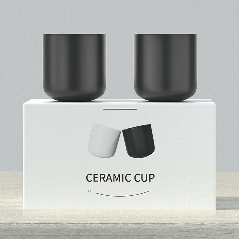 Hand-brewed Coffee Cups Classic Thickened Slanted Ceramic Cups Italian Espresso Latte Cold Brew Insulation Coffee Cups 2 Sets: Black  2pcs