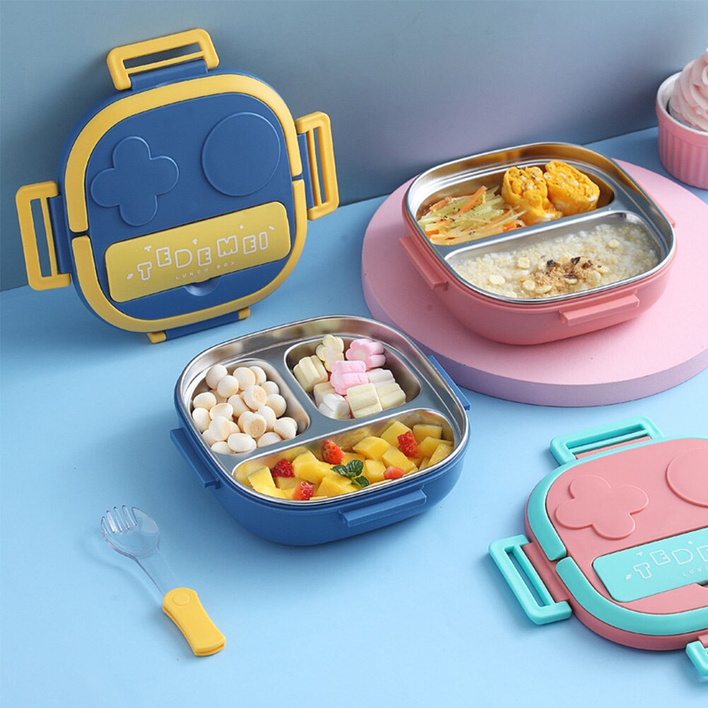 550Ml Kids Baby Snacks Container Outdoor Picknick Roestvrijstalen Deksel Bento Met Compartiment Reizen Lekvrij Lunchbox School