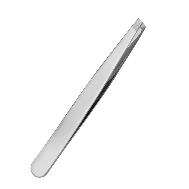 Wenkbrauw Pincet Schuine Rvs Ontharing Wenkbrauw Knijpen Tang Comedondrukker Multifunctionele Makeup Tools: Zilver