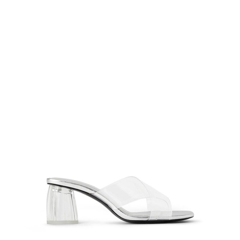 Zomer blokhak dames transparante dames slippers kruisgestrikte zomerschoenen