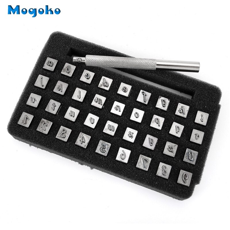 Mogoko Neue 26 Buchstaben Alphabet & 10 Zahlen Aufgedruckt Metall Leder Stanzen Werkzeuge für Leder Gürtel Tasche Hütte Schuhe Handwerk kennzeichnung: Ursprünglich Titel