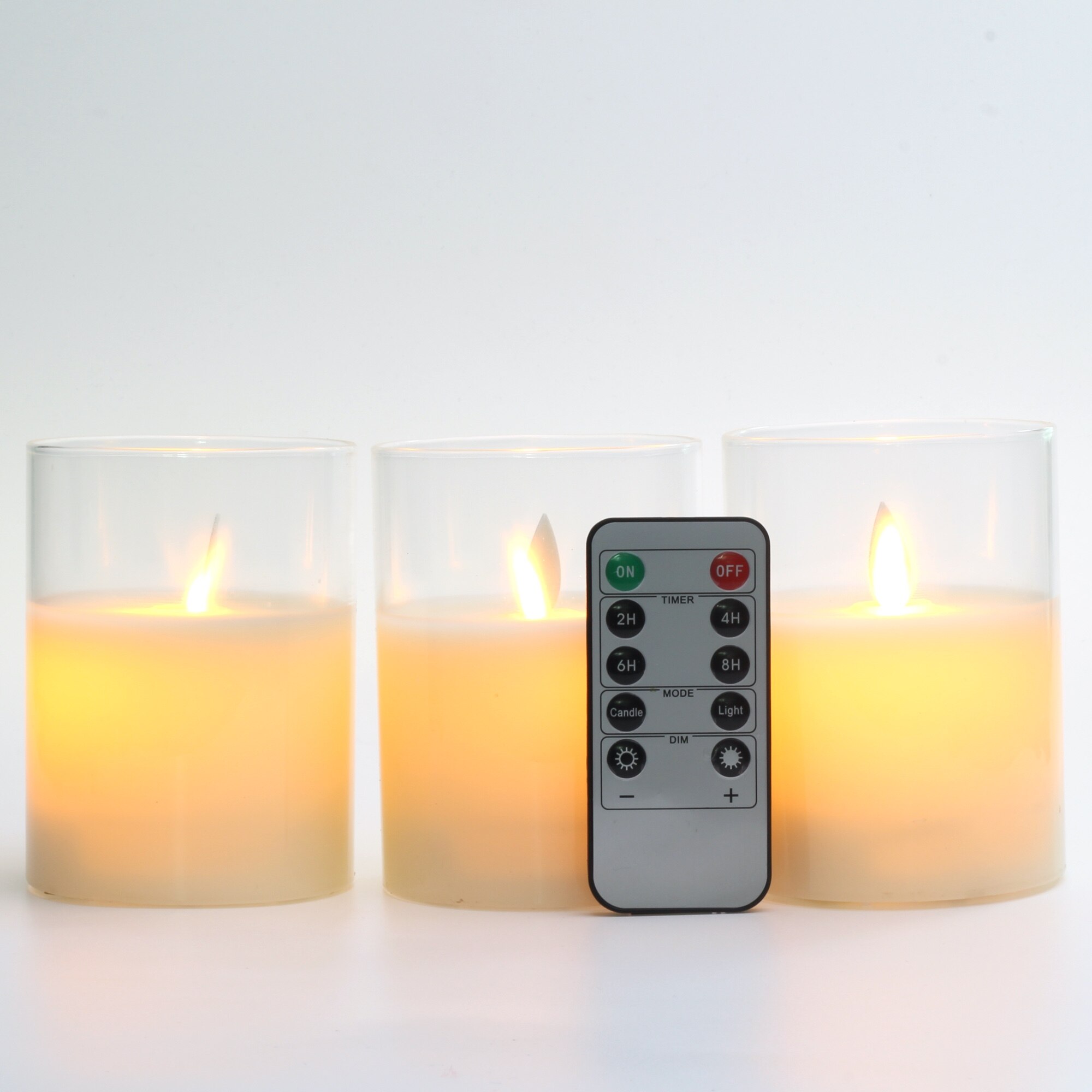 Flammenlose Kerzen Glas Echt Wachs Säulen &Ampere; ziehen um Flamme Docht LED Kerzen und 10-Schlüssel Fernbedienung mit Timer, batterie Betrieben: 3Stck (4 Zoll)
