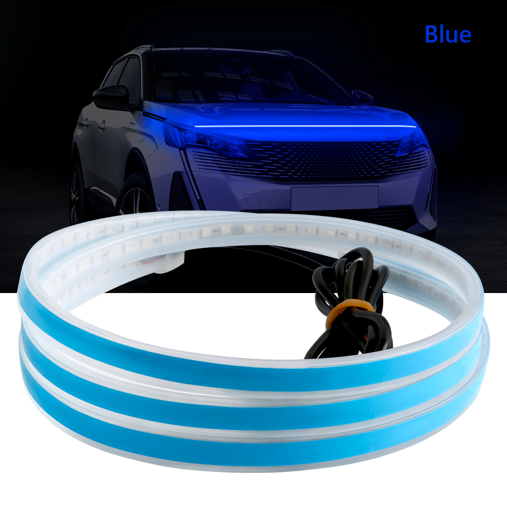 Tira de luces LED para capó de coche, iluminación impermeable para decoración Exterior de coche, faros decorativos, lámpara ambiental Universal de 12V: Azul / 4,5 W