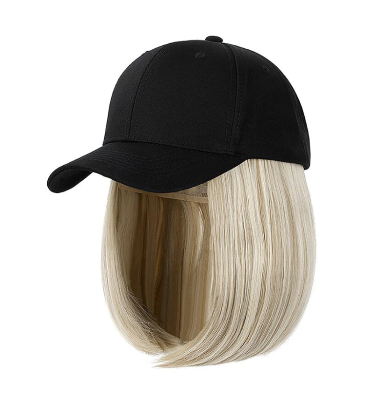 YLWHJJ Wig hat all-in-one female peaked cap short hair bob head trendy shade wig warm cap women: army green