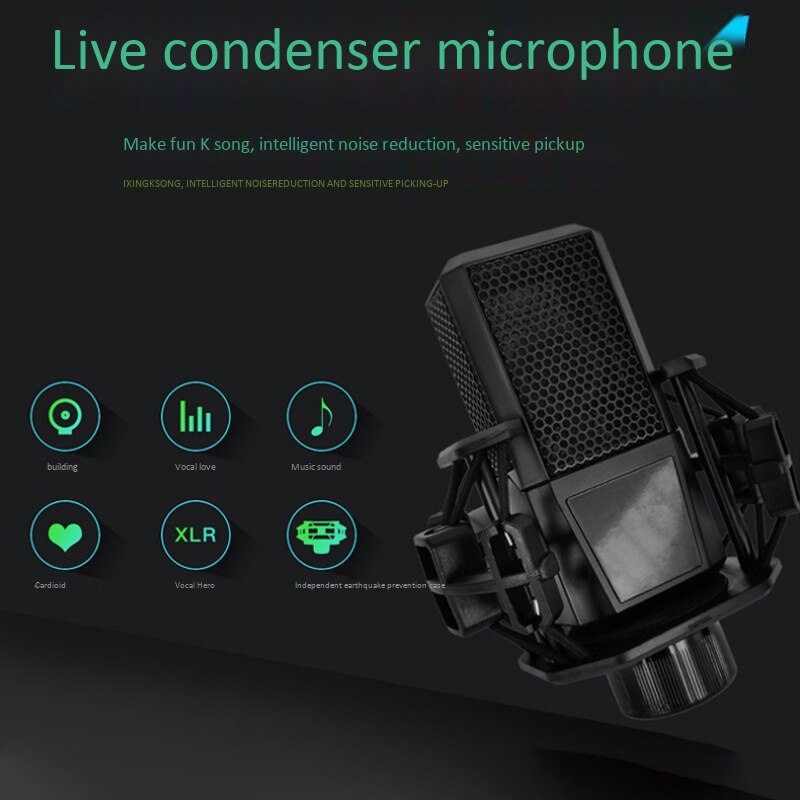 Computer Microphone Sound Card K Song Phone Dedicated Live Broadcast Equipment Computer Diaphragm Condenser Microphone: Default Title