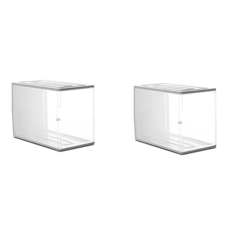 Caja de almacenamiento transparente para zapatos, 2 uds., caja de plástico para zapatos, bolsa antipolvo, armario de almacenamiento apilable para botas, zapatillas, Organizador