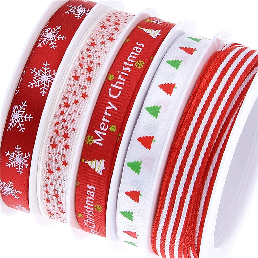 5 Roll Kerst Linten Satijnen Linten Cadeaupapier Diy Craft Voor Festival Decor Decor