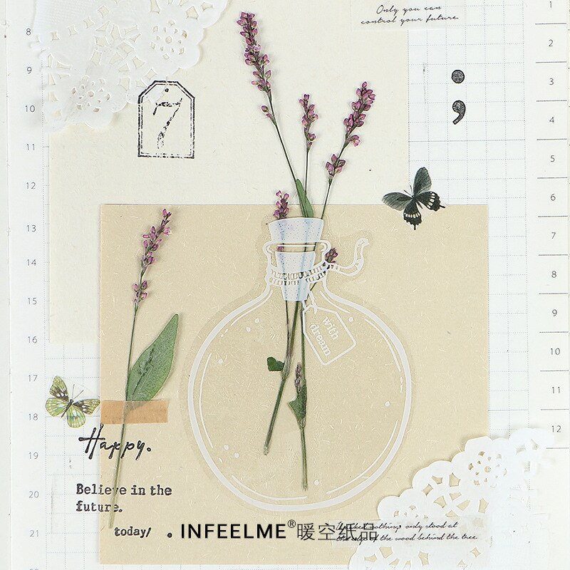 30pcs Transparent And Beautiful White Glassware Sticker Aesthetic Personality Cute Stationery Stickers Scrapbooking Decoration