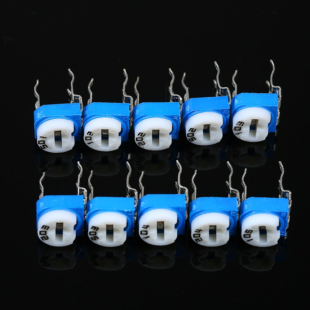 100 st 10 värden 500 ~ 1m ohm variabelt motstånd 6mm potentiometer  rm065 förinställda kolfilm horisontell trimmerpotentiometer