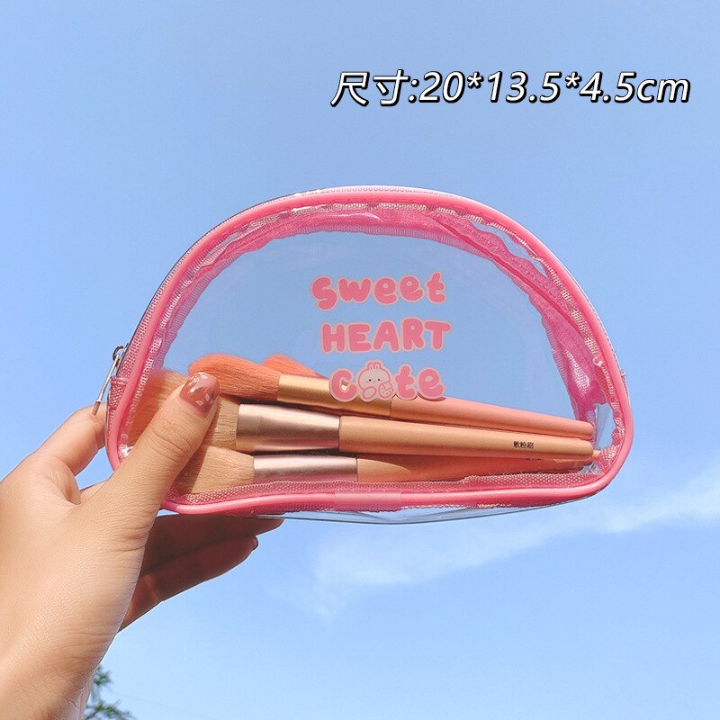 Transparante Pvc Cosmetische Geval Grote Capaciteit Draagbare Opbergtas Waterdichte Clear Toilettas Meisjes Travel Make-Up Organizer: Roze