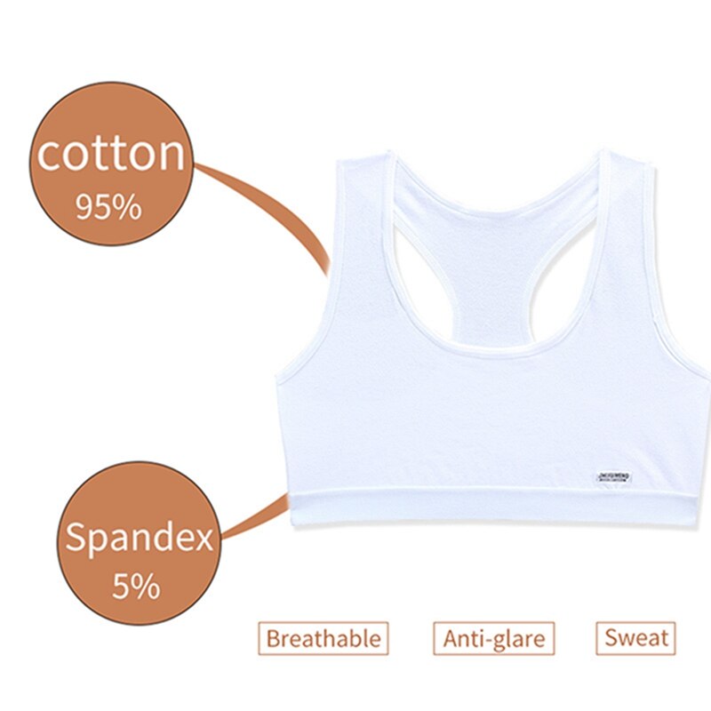 Girls Bra Cotton Training Bra Teens Breathable Bralette Children Racerback Tops Student Cosy Underclothes for Kids 12 Years Old