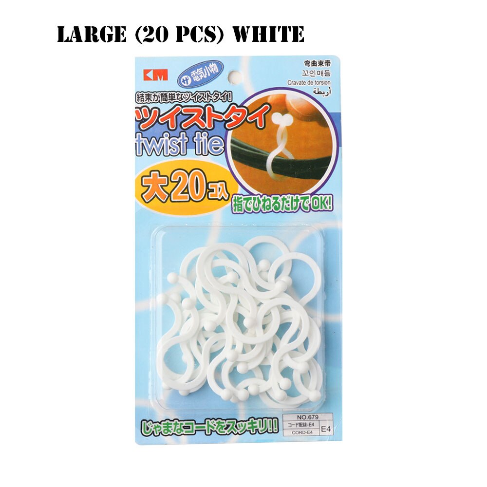20/30 Stck dauerhaft Draht Clip Verschluss Halfter Gewinde Kopfhörer Kabel wickeln Linie Wickler Twist Krawatte Kabel Veranstalter Draht Clip: groß Weiß