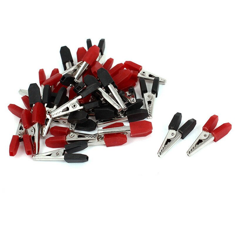 32Pcs Alligator Clip Terminal Test Elektrische Batterij Krokodil Klem Rood Zwart