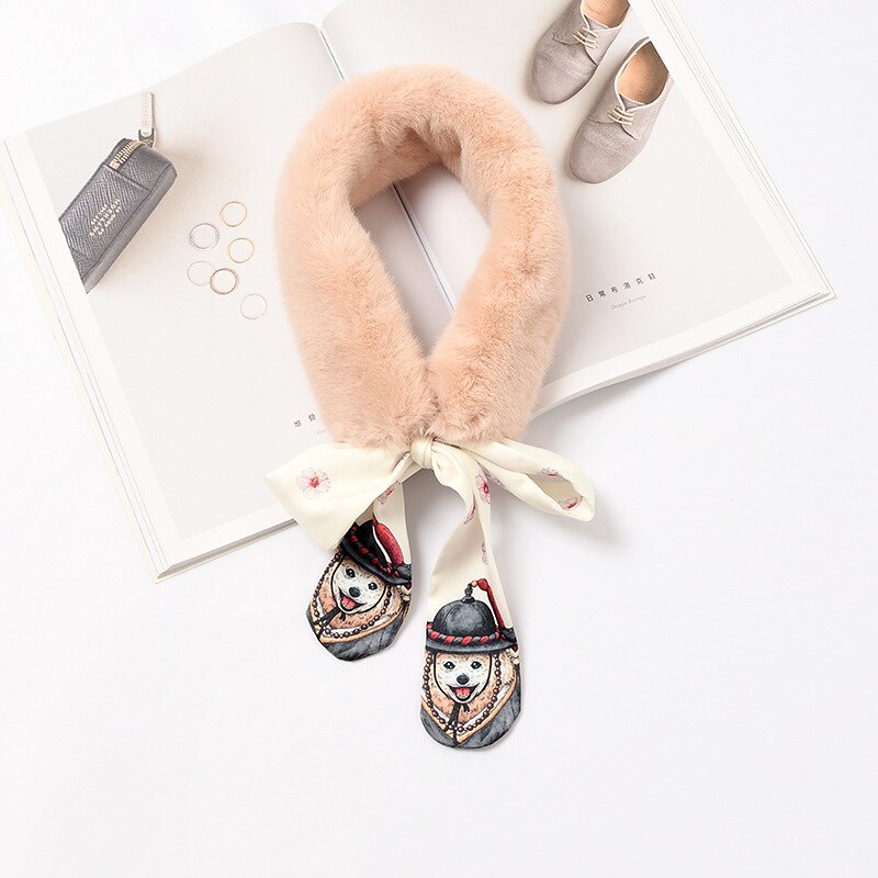 Écharpe en fausse fourrure de lapin pour Femme, , doux, en peluche, chauffe-cou, châle en soie, slim, hiver: 7