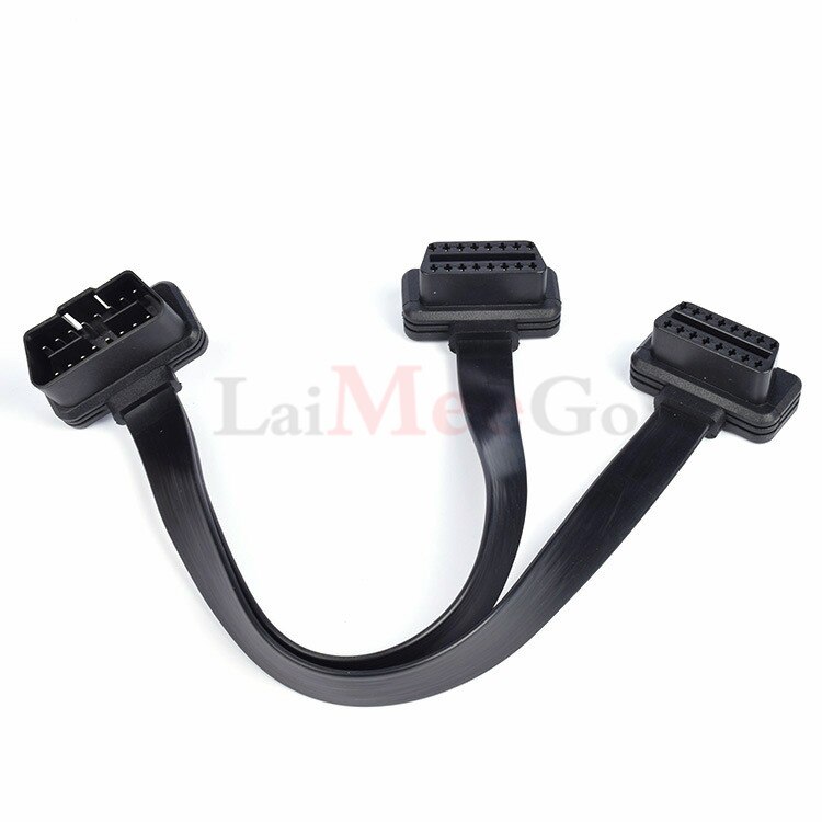 One-pull-two elbow flexible flat cable OBD extension line 0.3m female Y-splitter OBD connector