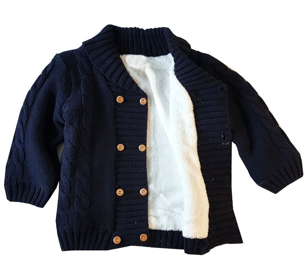 Vêtements d'hiver tricotés pour enfants, pull à col rond, veste intérieure en peluche, pour garçons, fournisseur,: NY / 100