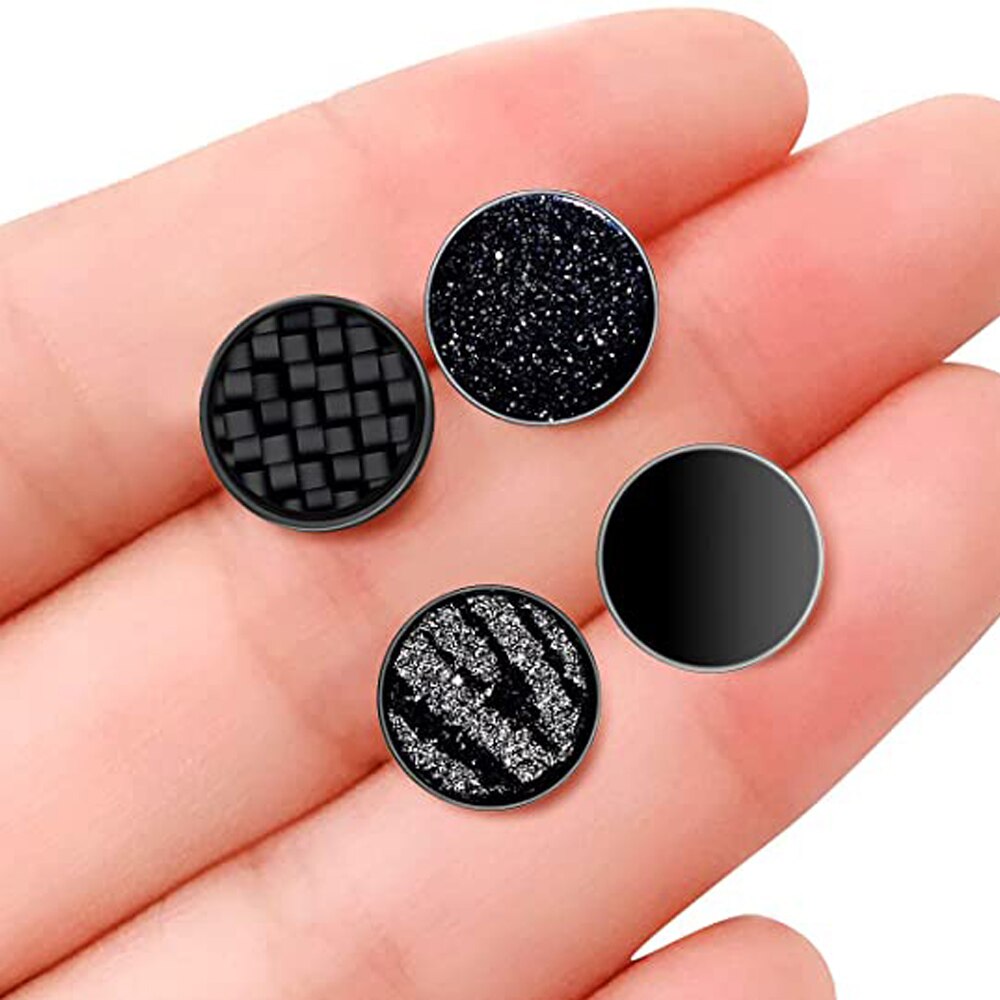 Zwarte Ronde Stud Oorbellen Set Voor Mannen Vrouwen 316L Chirurgisch Roestvrij Staal Matte Black Oorstekers 4 Pairs