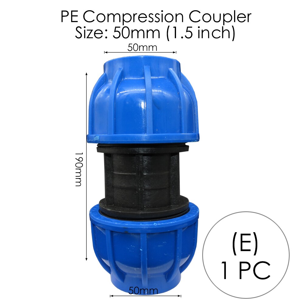 MUCIAKIE 20 25 32 40 50 60MM HDPE Compression Coupler Garden Water Connector PP Thread Irrigation Pipe Quick Connecter Fittings: Ex1xAB799C