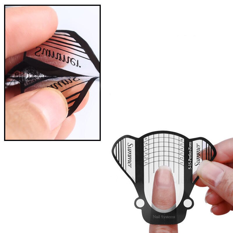 Nail Art Extension Form PVC 100/500pcs Nail Art Guide Stencil Manicure French DIY Tools Nail Art Accessories