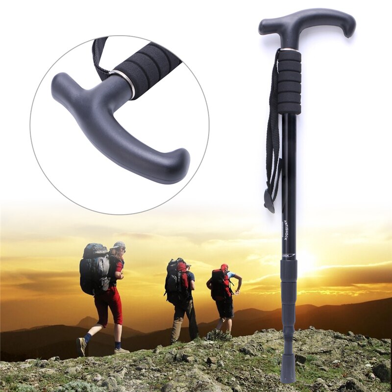 Cane Anti-Shock Hiking Walking Stick Trekking Crutches Adjustable Useful