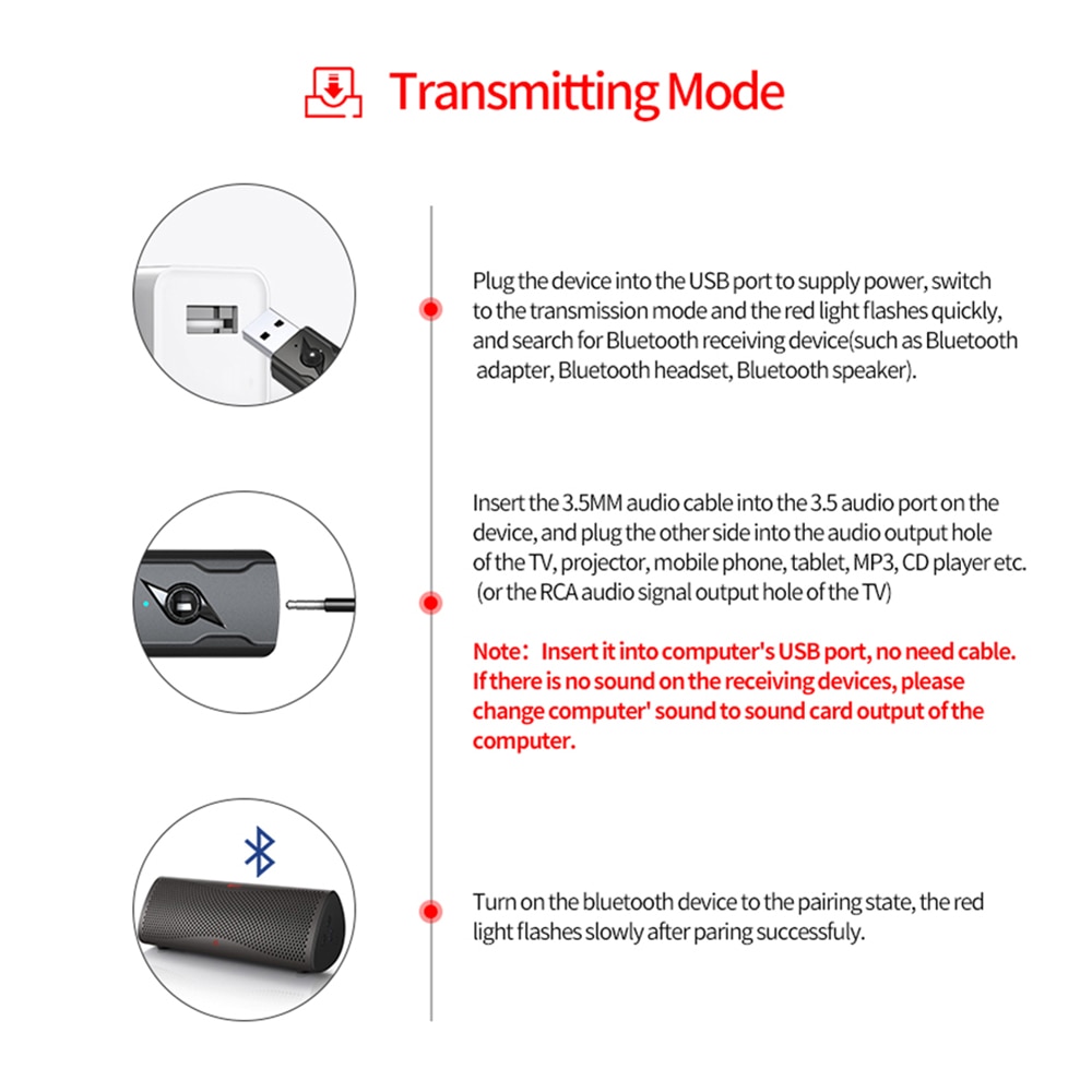 Bluetooth Dongle USB Wireless USB Bluetooth Adapter 5.0 for Computer Bluetooth 5.0 PC Adapter Bluetooth Receiver Transmitter