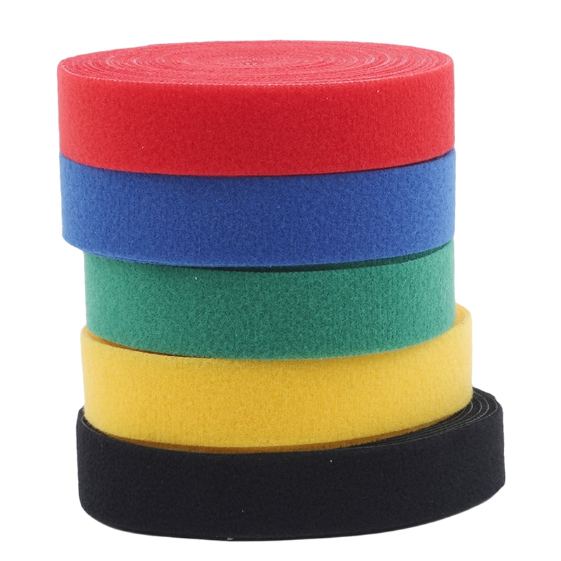 1 rulle 2cm*5m farver magisk lim, selvklæbende båndrem bøjlebåndsrem velcro lukning tape ridsefastgørelsesbånd
