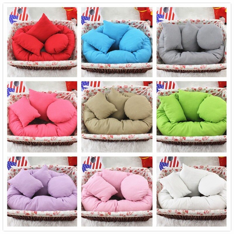 Newborn Photography Props Baby Breathable Donut Pillow Prop + 3 Color Modeling Pillows 0 - 3 Months Posing Pillows All Season