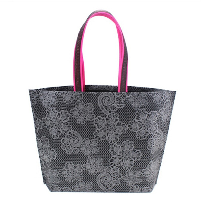 Printing Foldable Black Shopping Bag Tote Folding Pouch Handbags Convenient Large-capacity Storage Bags 3 Style