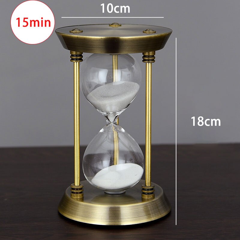 Metal Hourglass Timer Home Desktop Decor Hourglasses Countdown Decoration Timing Hourglass Crafts Home Office Decorations: 15min golden