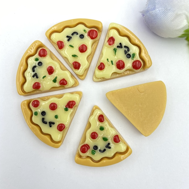 10st Handgeschilderde hars imitatie Mini Pizza Plat Miniatuur patroon applique DIY Bruiloft plakboek ambacht