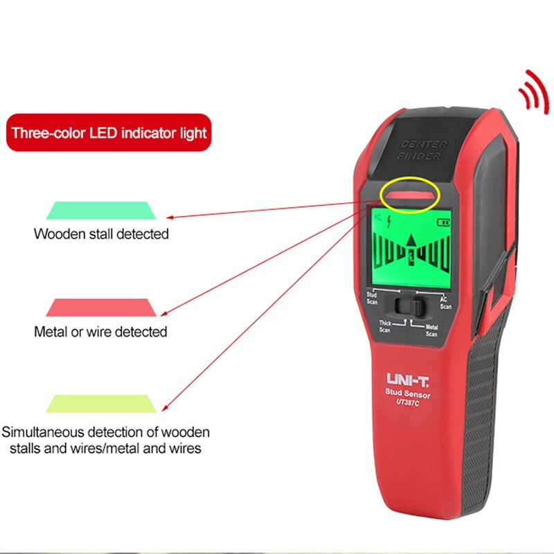 UNI-T Muur Scanner Undeground Metaaldetector Ac Hout Elektrische Doos Finder Kabel Lijn Diepte Tracker Live Draad Ijzeren Pijp Detectoren