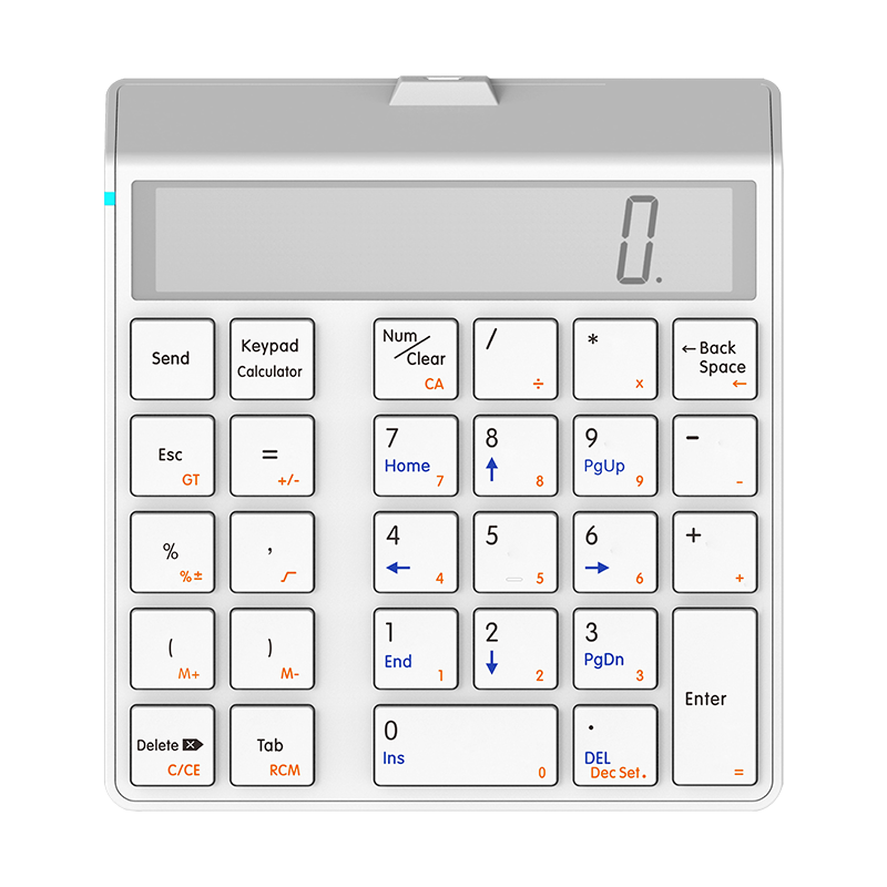 Leren Kantoor Rekenmachine Bluetooth Wireless Numeriek Toetsenbord Multifunctionele Rekenmachine Toetsenbord Dual-Gebruik 12-Cijferig Display: WHITE