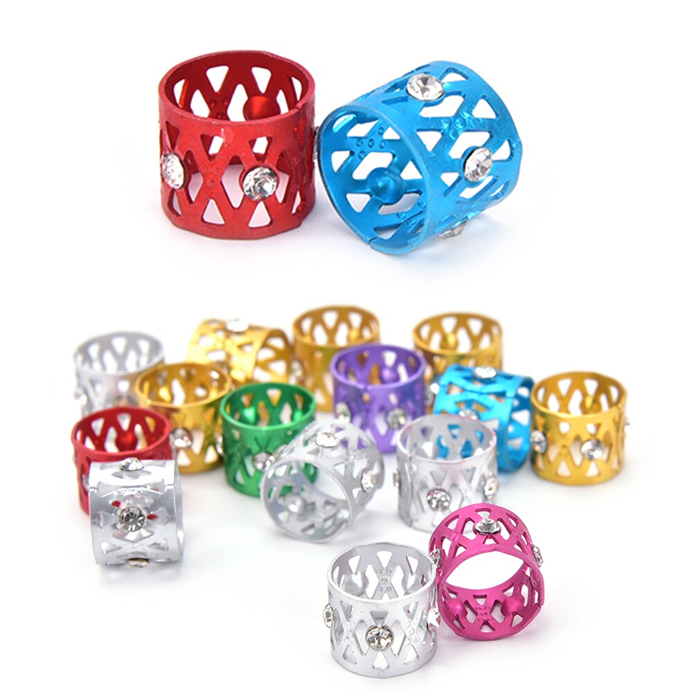 10 stk pink #rød #blå #gylden #sølvblandet dreadlock perler justerbare hårfletninger manchetclips mikroringperler